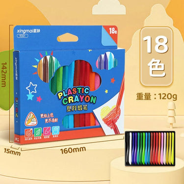 18Pcs Premium Plastic Color Crayons